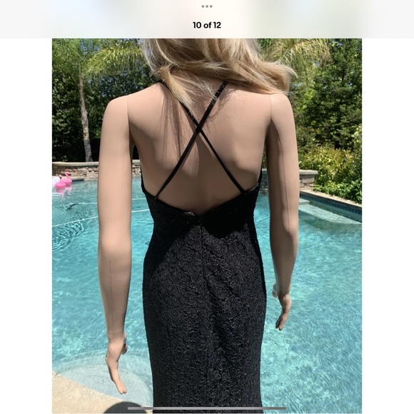 Vtg 💋 Gunne Sax Jessica McClintock Sz 3/4 Floral lace sparkle overlay Dress - Picture 6 of 10